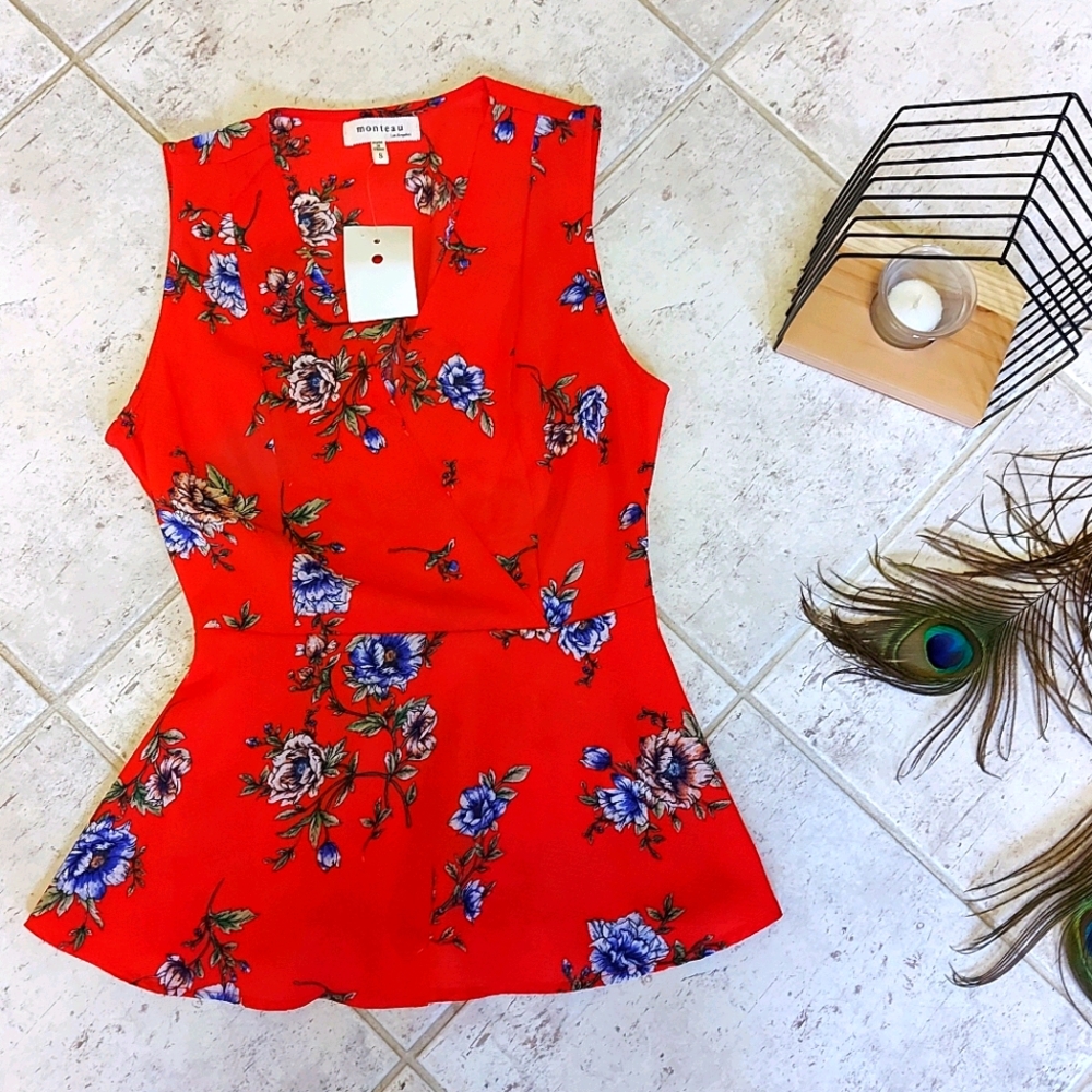 Peplum red top